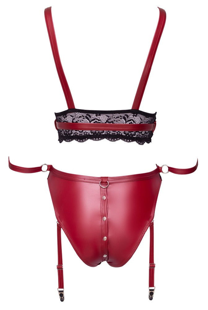 Cottelli BONDAGE Bra Set · set podprsenky a kalhotek s poutacími pásky · vel. L