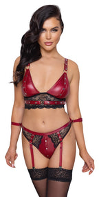 Cottelli BONDAGE Bra Set · set podprsenky a kalhotek s poutacími pásky · vel. L