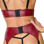 Cottelli Lingerie podvazkový set · podprsenka, podvazkový pás a tanga, červenočerná, vel. S