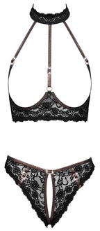 Cottelli Lingerie set podprsenky a kalhotek · otevřené košíčky a rozkrok, černá, vel. S