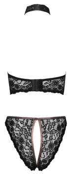 Cottelli Lingerie set podprsenky a kalhotek · otevřené košíčky a rozkrok, černá, vel. S