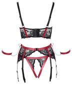 Cottelli Bondage Shelf Bra Set · sada s podvazkovým pásem a pouty, vel. S