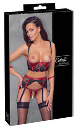 Cottelli Bondage Shelf Bra Set · sada s podvazkovým pásem a pouty, vel. S