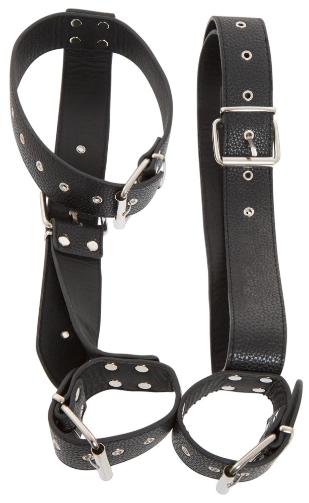 Bad Kitty Neck Restraint · postroj s obojkem, pásem a pouty na ruce