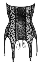 Noir Corset leo · korzetová košilka s podvazky a leopardím potiskem