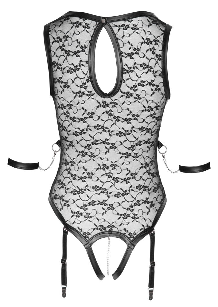 Cottelli Bondage Body · krajkové body s postrojem a pouty, vel. M