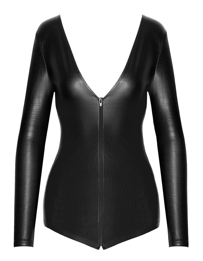 Noir · dámské body s dlouhým rukávem v hadím vzoru · vel. XL