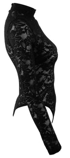 Cottelli Lingerie Lace Body · krajkové body s dlouhým rukávem, černá, vel. 2XL