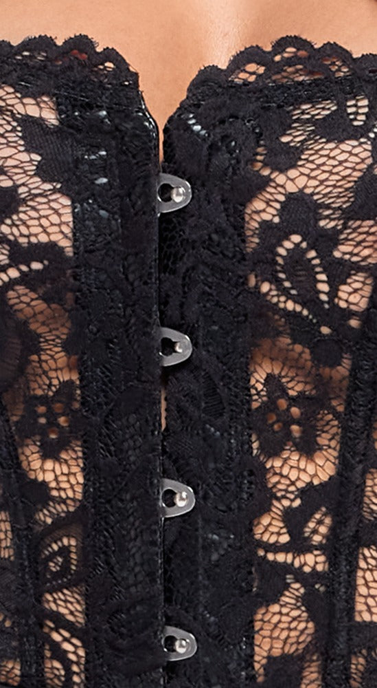 Noir Libido Exclusive · korzetové šaty bez ramínek s krajkou · vel. XL