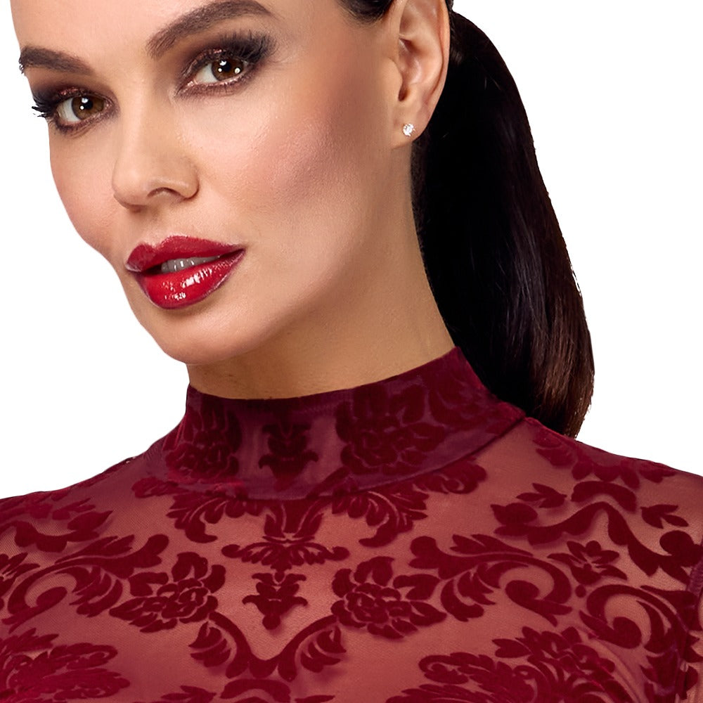 Noir Dress long · dlouhé průsvitné šaty Kink Royal, vínová, vel. S