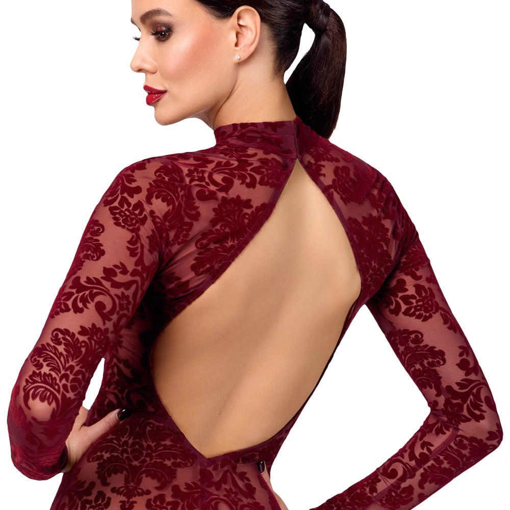 Noir Dress long · dlouhé průsvitné šaty Kink Royal, vínová, vel. S