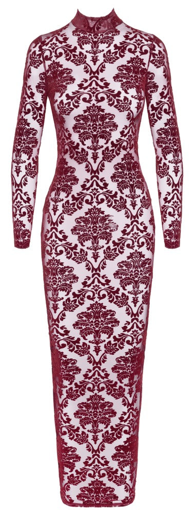 Noir Dress long · dlouhé průsvitné šaty Kink Royal, vínová, vel. S