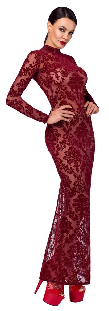 Noir Dress long · dlouhé průsvitné šaty Kink Royal, vínová, vel. S