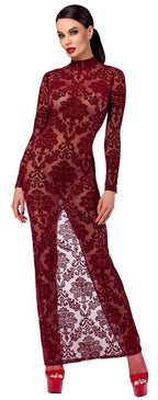 Noir Dress long · dlouhé průsvitné šaty Kink Royal, vínová, vel. S