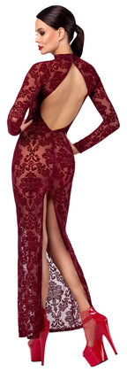 Noir Dress long · dlouhé průsvitné šaty Kink Royal, vínová, vel. S