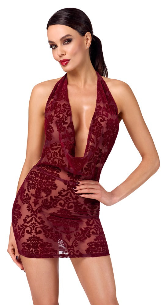 Noir Dress red · průsvitné mini šaty Kink Royal, vínová, vel. L