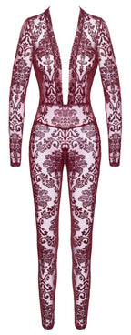 Noir Jumpsuit · průsvitný catsuit Kink Royal, vínová, vel. S