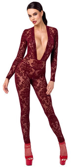 Noir Jumpsuit · průsvitný catsuit Kink Royal, vínová, vel. S