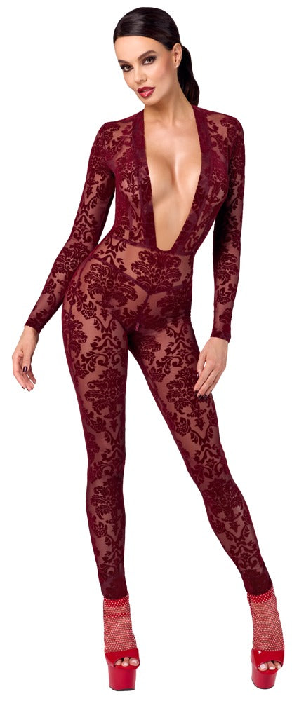 Noir Jumpsuit · průsvitný catsuit Kink Royal, vínová, vel. S