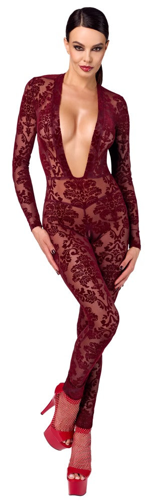 Noir Jumpsuit · průsvitný catsuit Kink Royal, vínová, vel. S