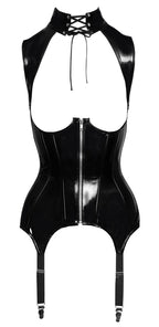 Black Level Vinyl Basque · lakovaný korzet s otevřenými košíčky · vel. S