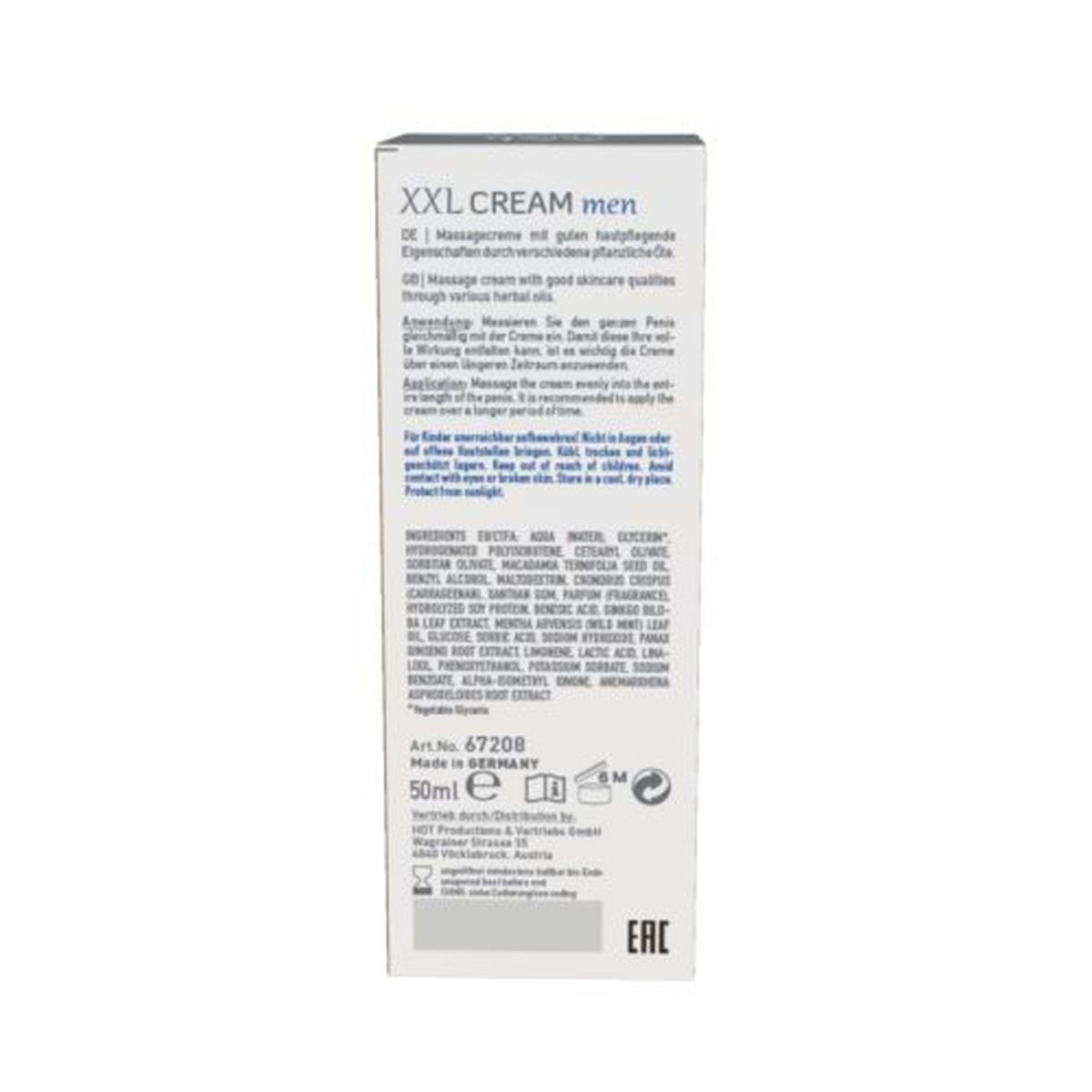 Hot XXL Cream Men Big Love 50 ml · krém pro podporu prokrvení penisu