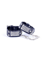 Fetish B-Series Handcuffs with Cristals · pouta s kamínky, stříbrná