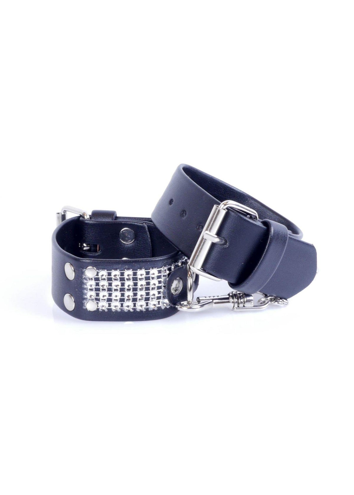 Fetish B-Series Handcuffs with Cristals · pouta s kamínky, stříbrná