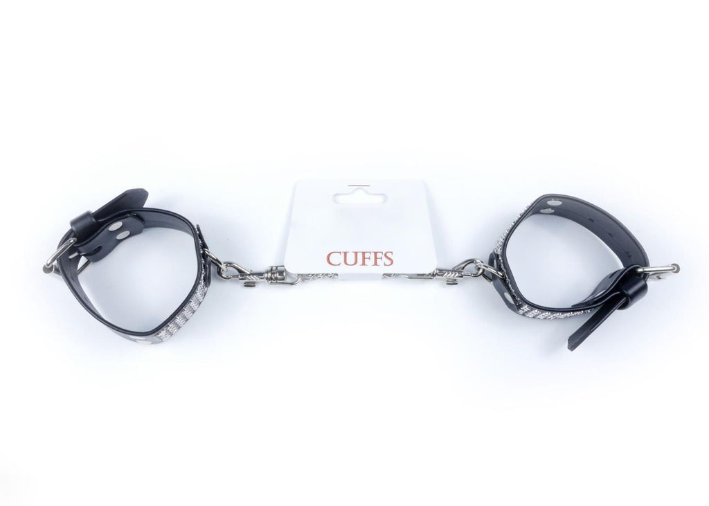 Fetish B-Series Handcuffs with Cristals · pouta s kamínky, stříbrná