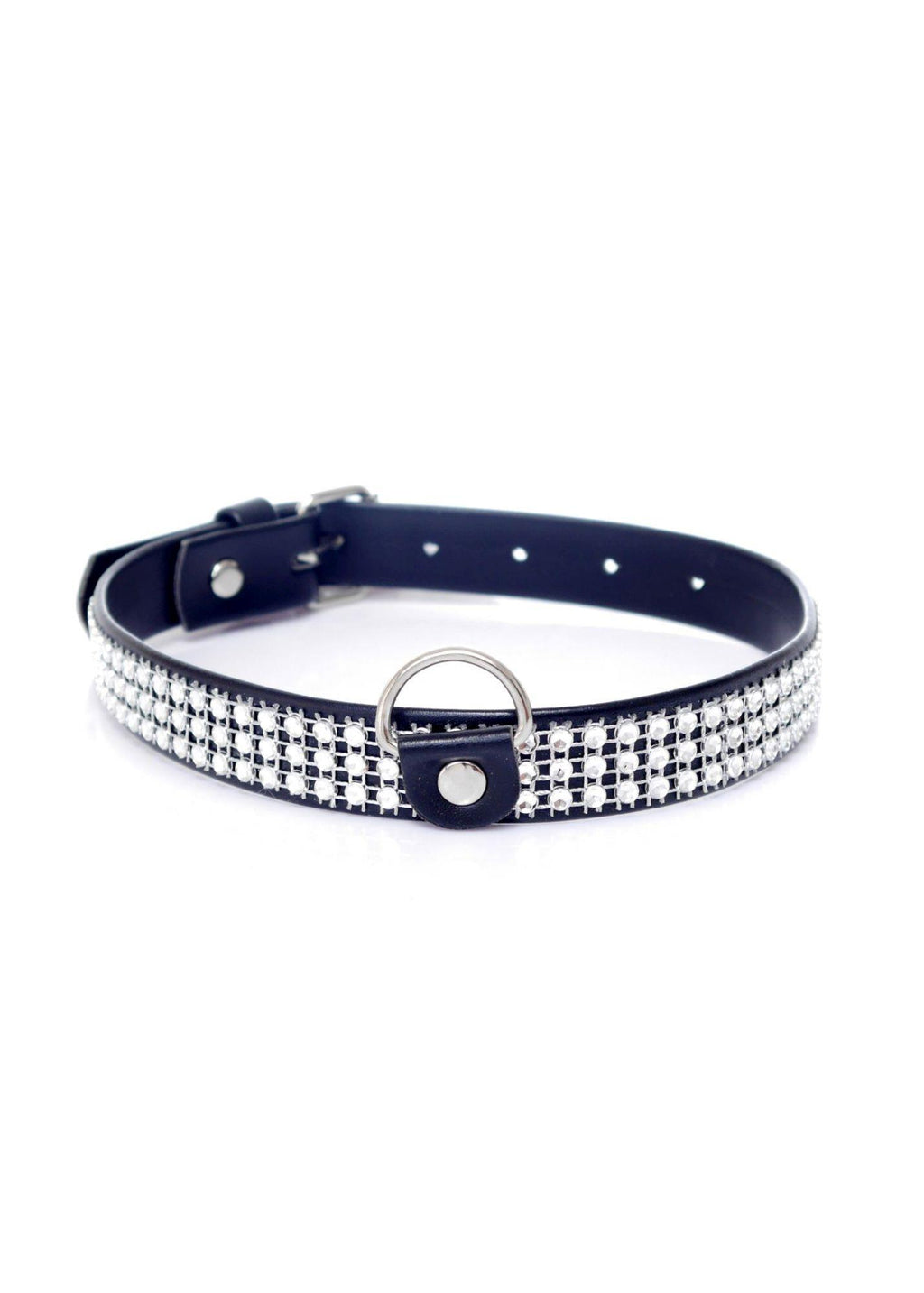 Fetish B Series Collar with crystals · obojek s krystaly, stříbrná 2 cm