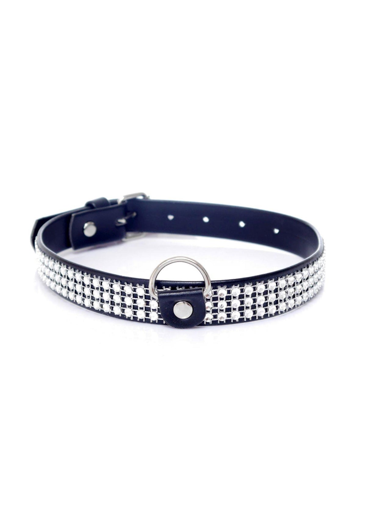Fetish B Series Collar with crystals · obojek s krystaly, stříbrná 2 cm
