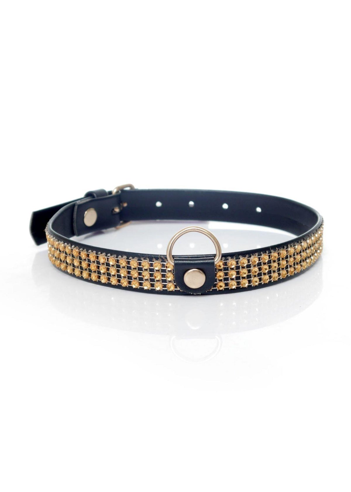 Fetish B Series Collar with crystals · obojek s krystaly, zlatá 2 cm