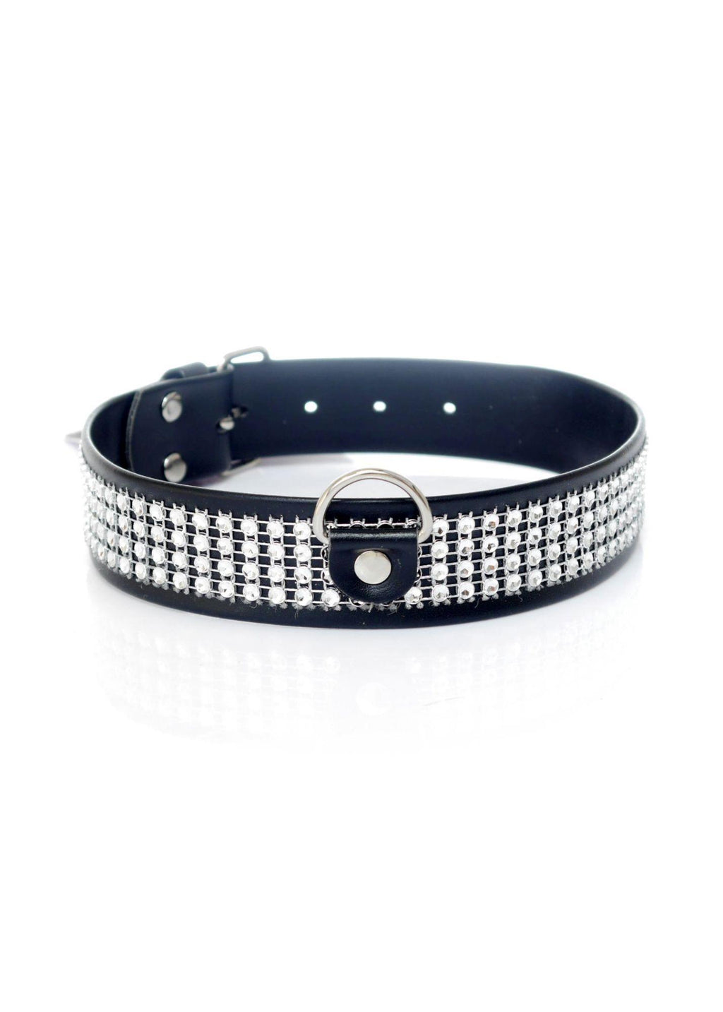 Fetish B Series Collar with crystals · obojek s krystaly, stříbrná 3 cm