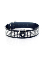 Fetish B Series Collar with crystals · obojek s krystaly, stříbrná 3 cm