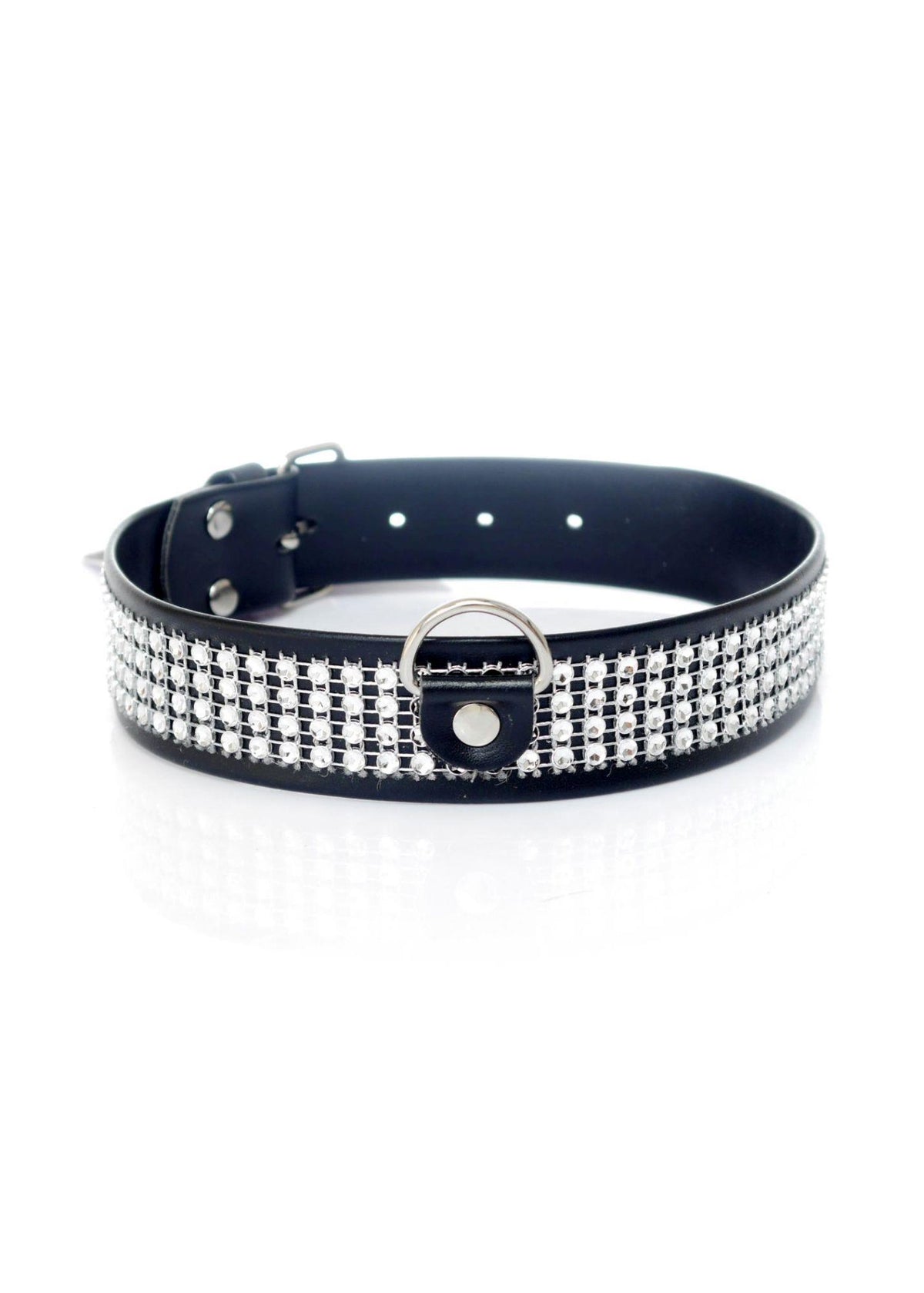 Fetish B Series Collar with crystals · obojek s krystaly, stříbrná 3 cm