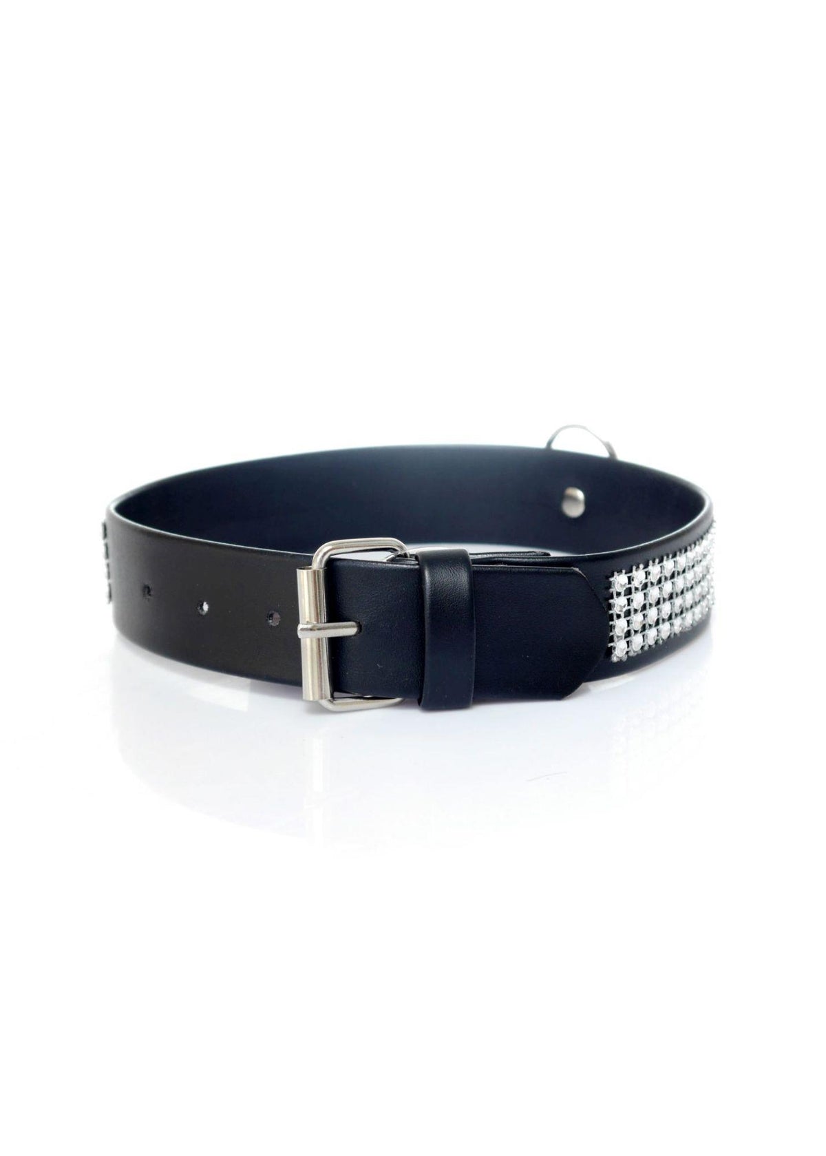 Fetish B Series Collar with crystals · obojek s krystaly, stříbrná 3 cm