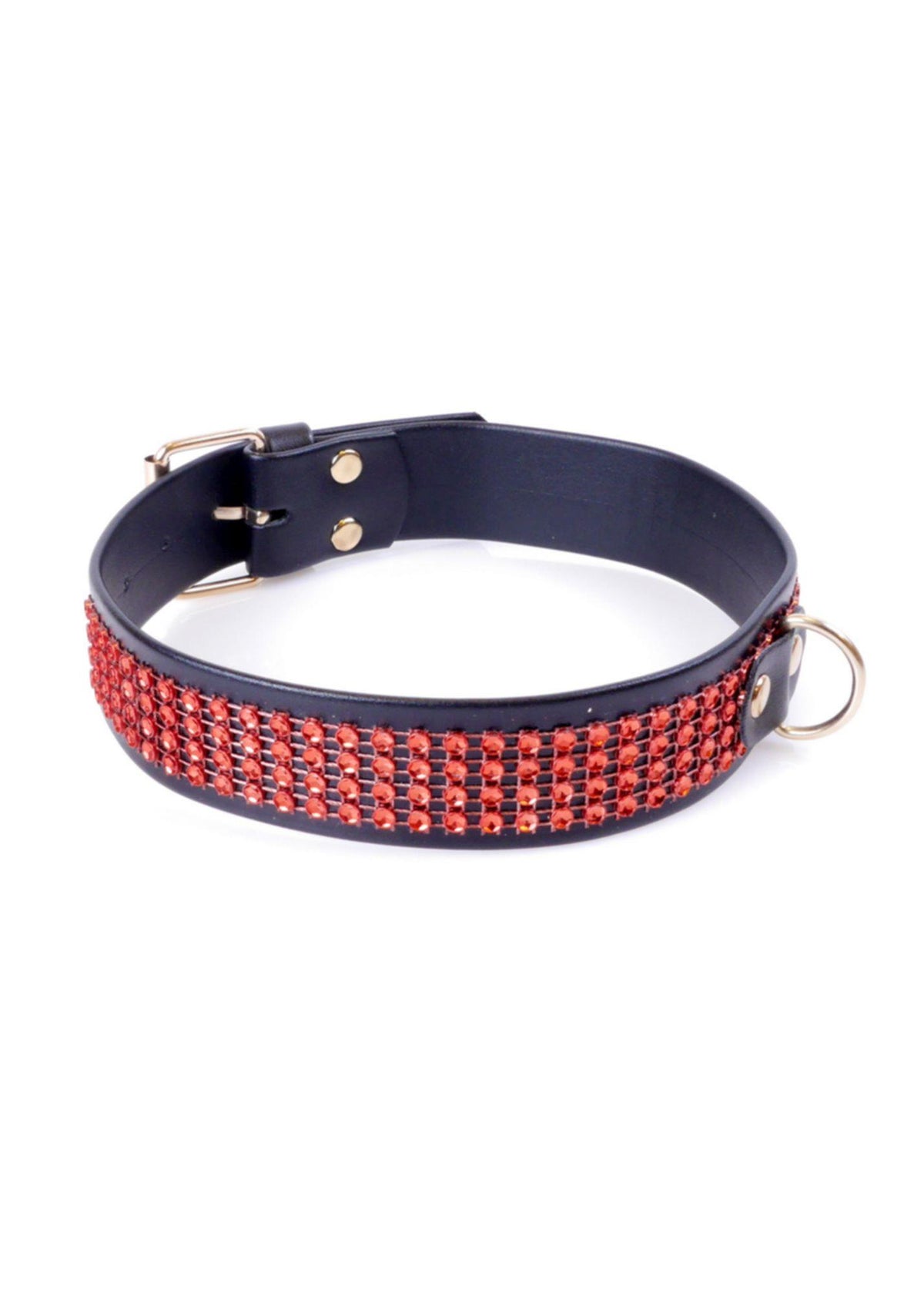 Fetish B Series Collar with crystals Red Line · obojek s krystaly, červená, šíře 3 cm