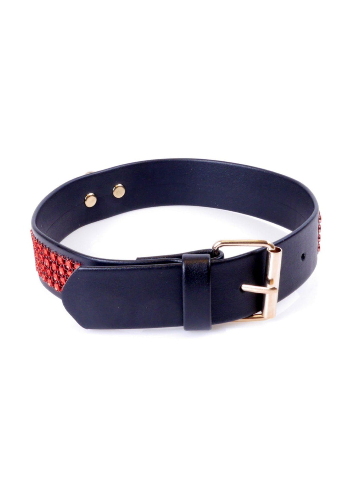 Fetish B Series Collar with crystals Red Line · obojek s krystaly, červená, šíře 3 cm