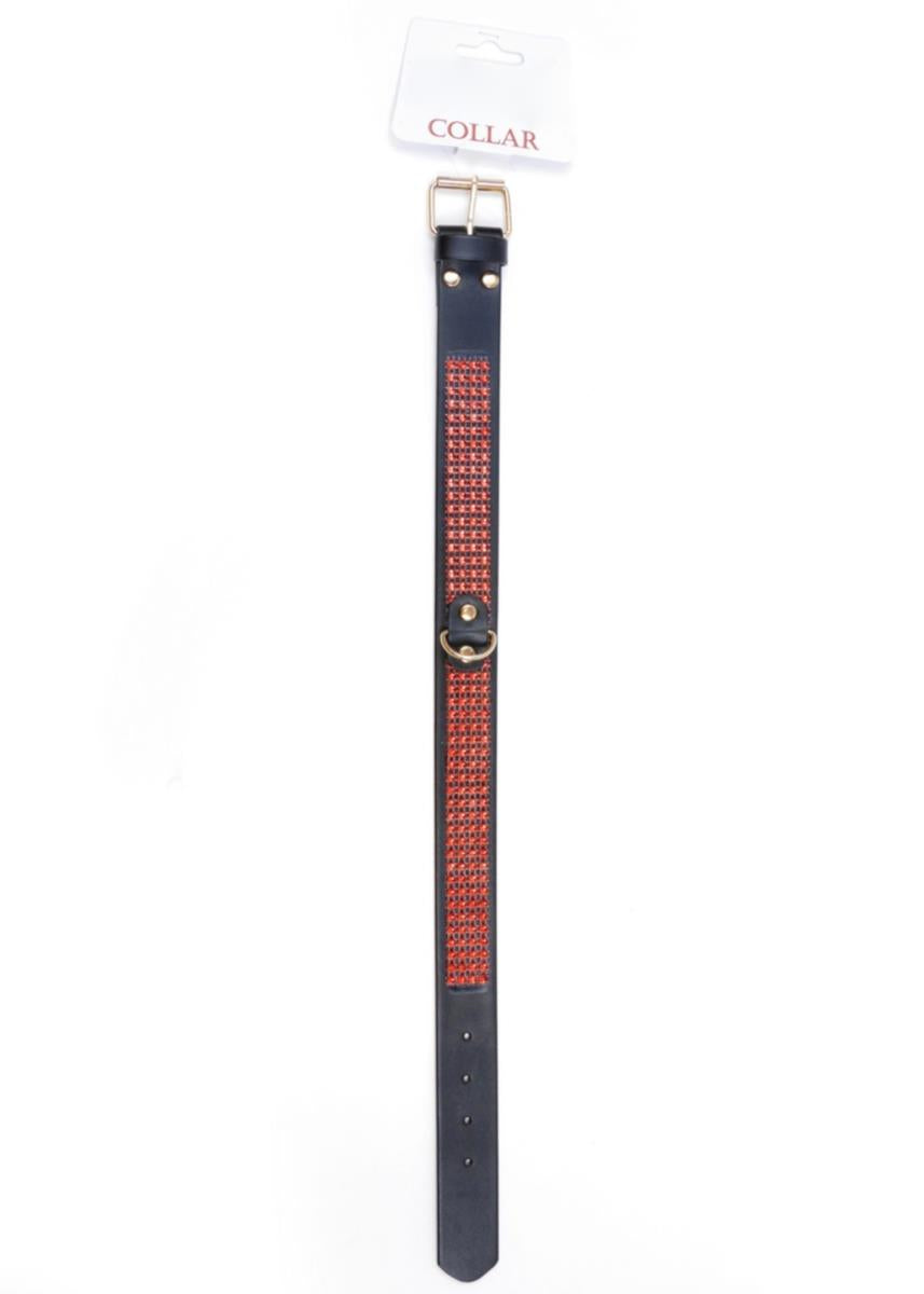 Fetish B Series Collar with crystals Red Line · obojek s krystaly, červená, šíře 3 cm