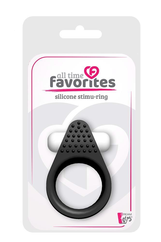Dream Toys All Time Favorites Silicone Stimu-Ring · vibrační erekční kroužek s kuličkou, černá