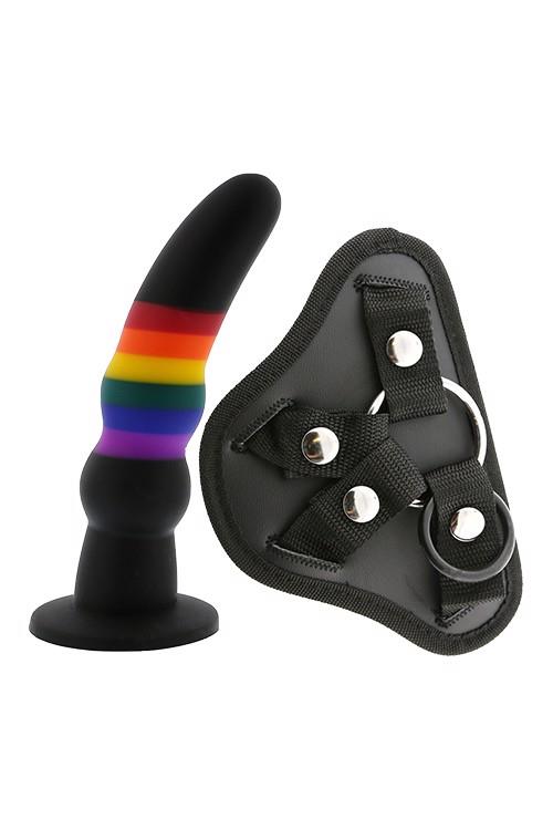 Dream Toys Colourful Love Strap On Solid Dildo · připínací dildo s postrojem