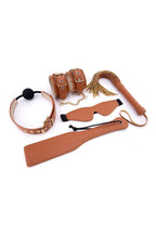 Dream Toys Blaze Elite BDSM Set · sada z veganské kůže, koňakově hnědá (5 ks)