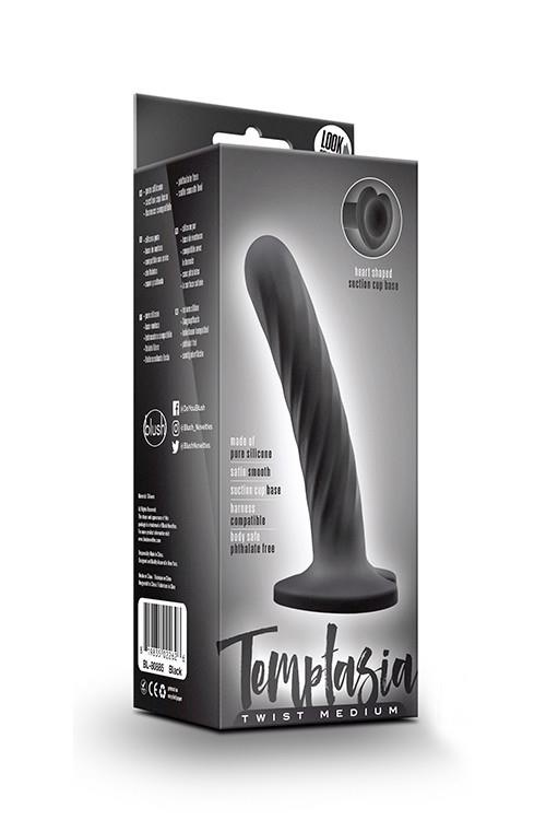Blush Temptasia Twist Medium · silikonové dildo s točeným reliéfem, černá