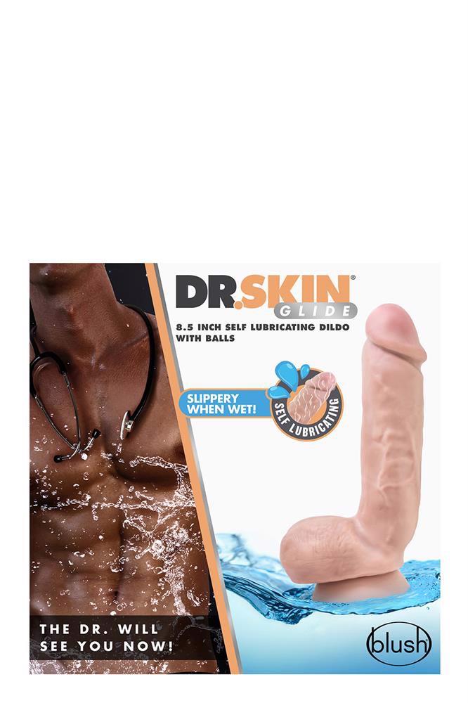 Blush Dr. Skin Glide 8.5 Inch · samolubrikační dildo s varlaty a přísavkou