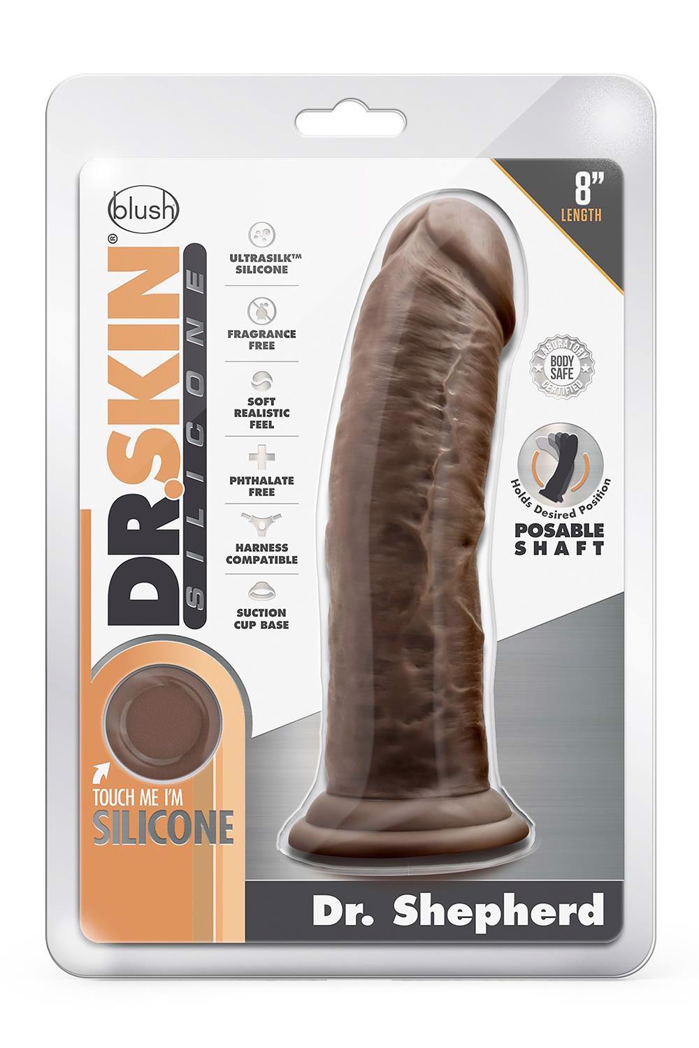 Blush Dr. Skin Silicone Dr. Shepherd 8 Inch Chocolate · silikonové realistické dildo