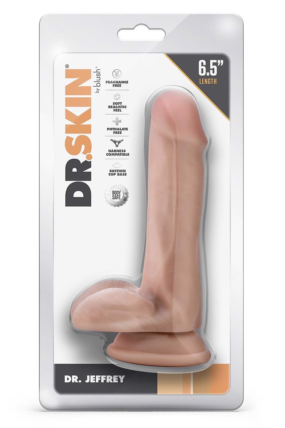 Blush Dr. Skin Dr. Jeffrey · realistické dildo s varlaty, 15,2 cm