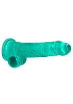RealRock Realistic Dildo with Balls 21 cm · realistické dildo s varlaty a přísavkou · tyrkysová