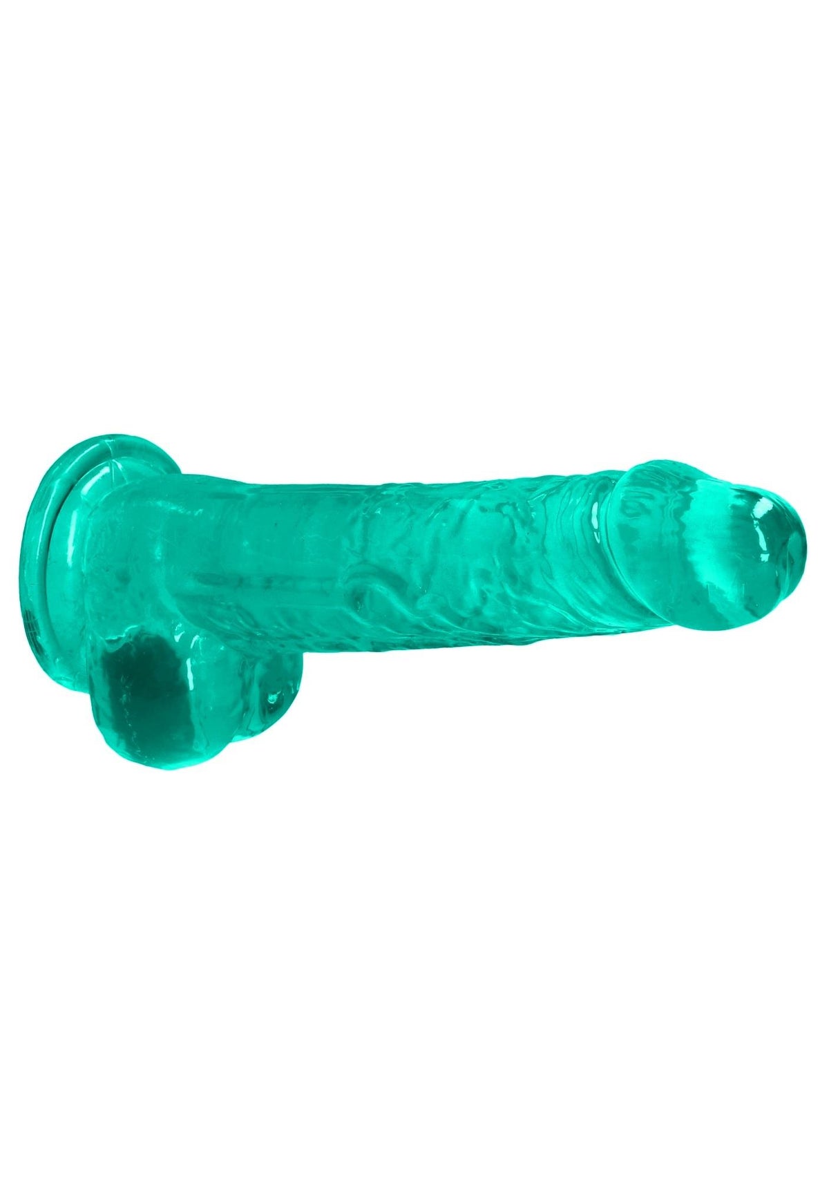RealRock Realistic Dildo with Balls 21 cm · realistické dildo s varlaty a přísavkou · tyrkysová