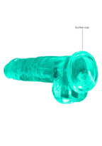 RealRock Realistic Dildo with Balls 21 cm · realistické dildo s varlaty a přísavkou · tyrkysová