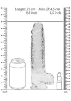 9"" / 23 cm Realistic Dildo With Balls - Transparent